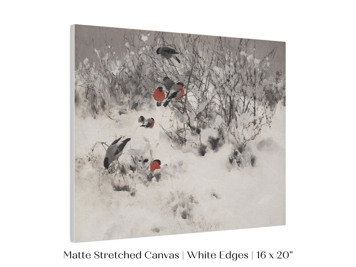 Bullfinches in the Snow | P443 - Single Art Prints - Piccolo Fiore Prints
