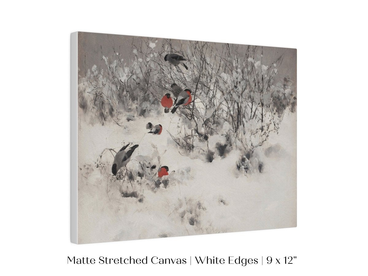 Bullfinches in the Snow | P443 - Single Art Prints - Piccolo Fiore Prints