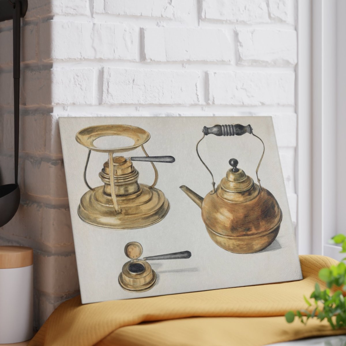 Burner and Kettle | Glass Chopping Board - Glass Chopping Board - Piccolo Fiore Prints