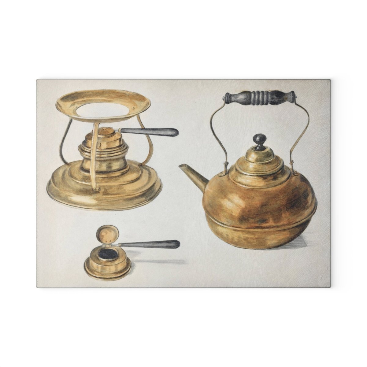 Burner and Kettle | Glass Chopping Board - Glass Chopping Board - Piccolo Fiore Prints