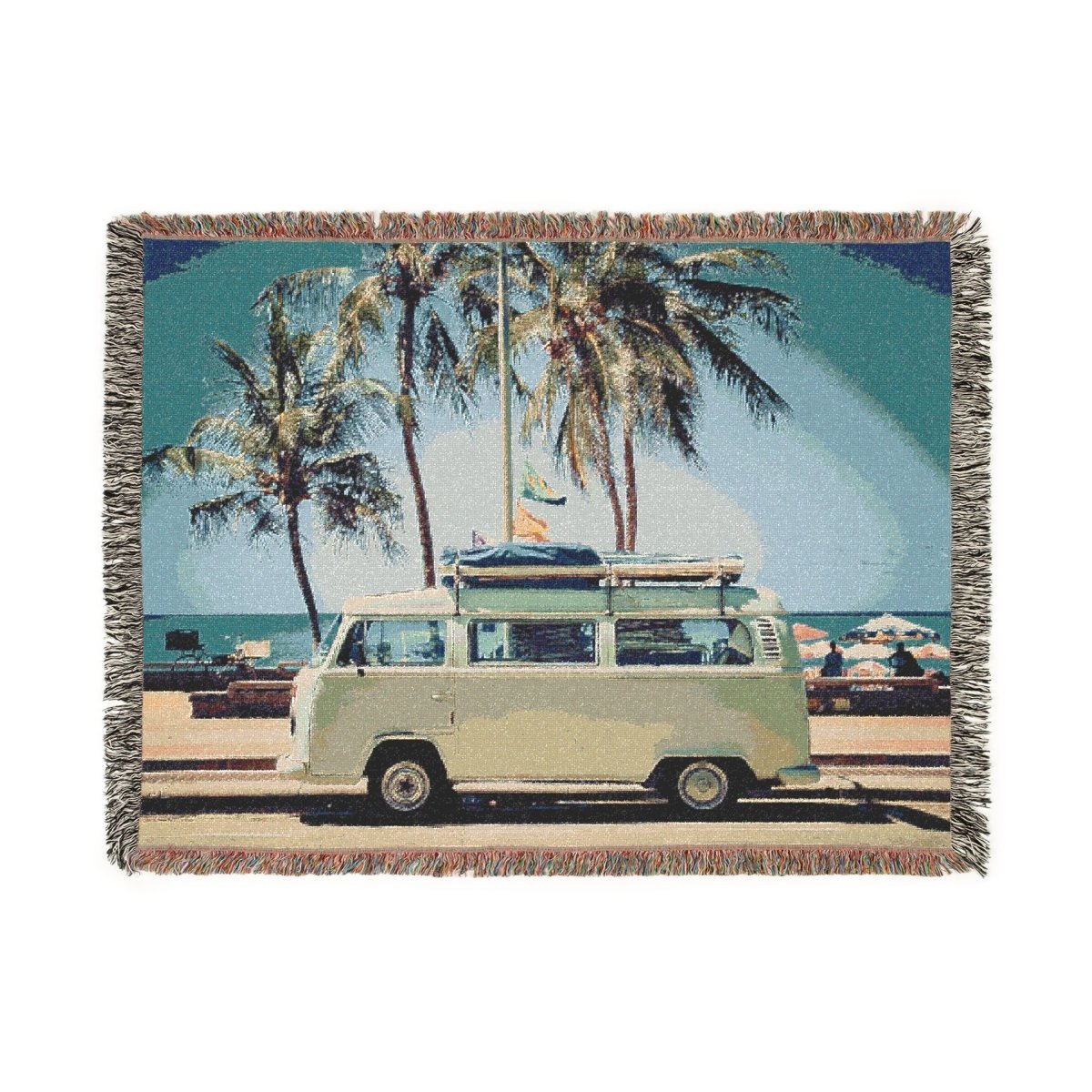 Camper Van and Palms | Woven Blanket - Woven Blanket - Piccolo Fiore Prints