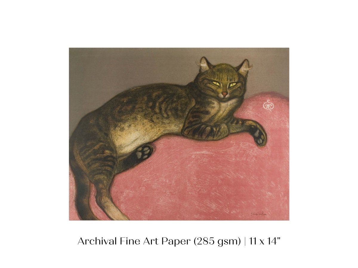 Cat on a Cushion | P330 - Single Art Prints - Piccolo Fiore Prints