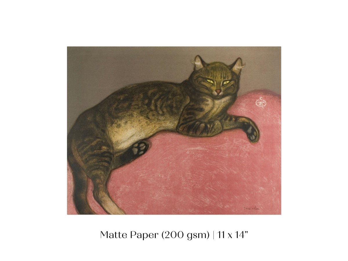 Cat on a Cushion | P330 - Single Art Prints - Piccolo Fiore Prints