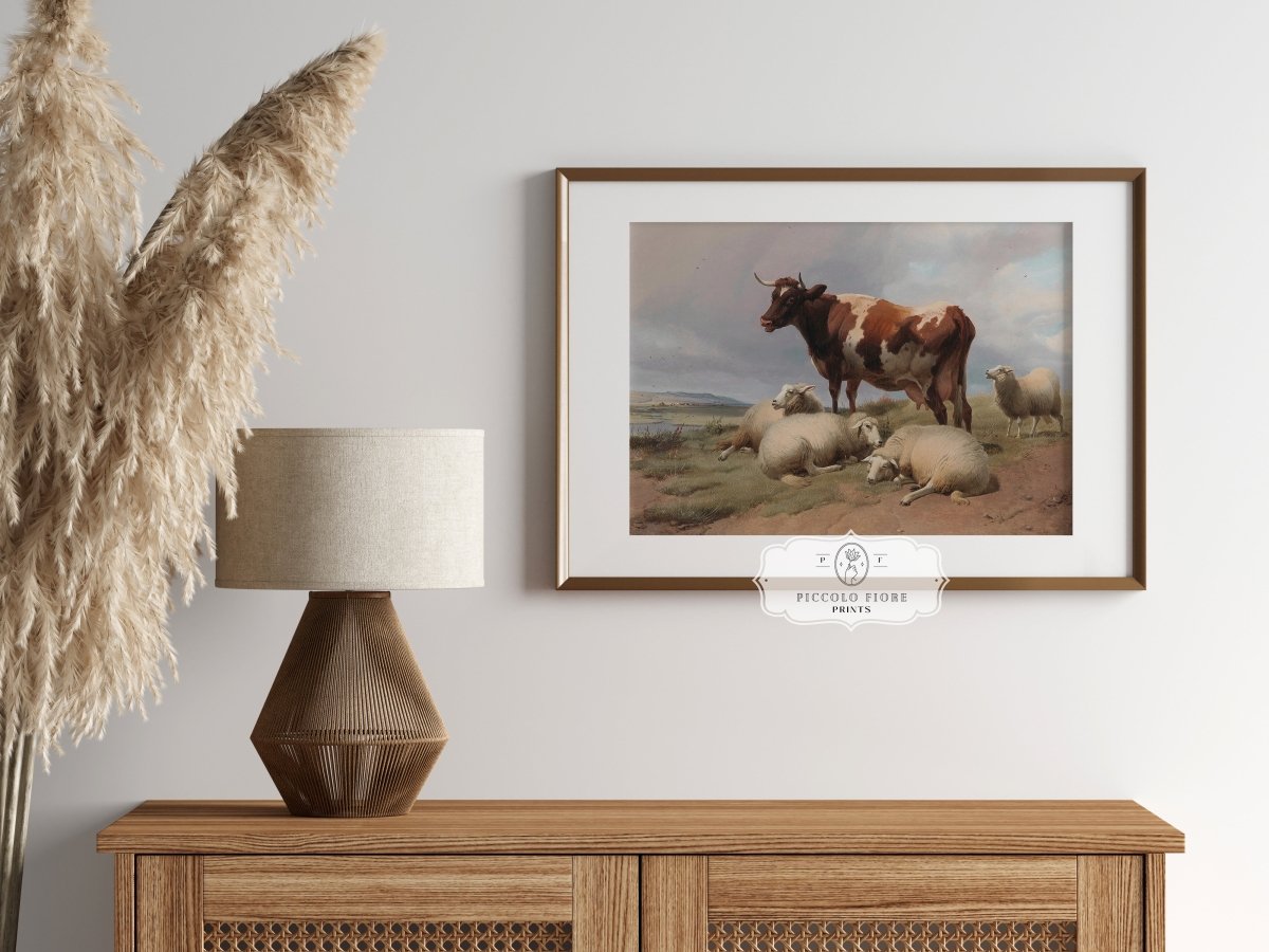 Cattle and Sheep in a Meadow | P540 - Single Art Prints - Piccolo Fiore Prints