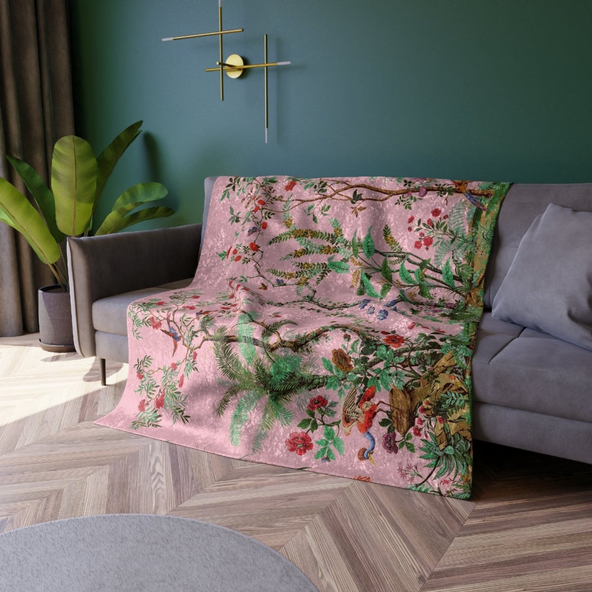Chinoiserie in Pink | Crushed Velvet Blanket - Crushed Velvet Blanket - Piccolo Fiore Prints