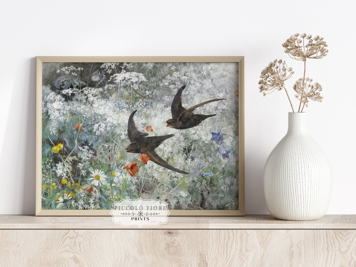 Common Swifts and Wildflowers | P442 - Single Art Prints - Piccolo Fiore Prints