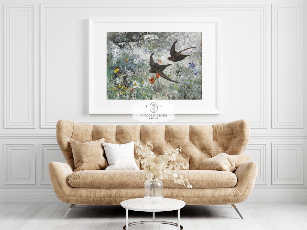 Common Swifts and Wildflowers | P442 - Single Art Prints - Piccolo Fiore Prints