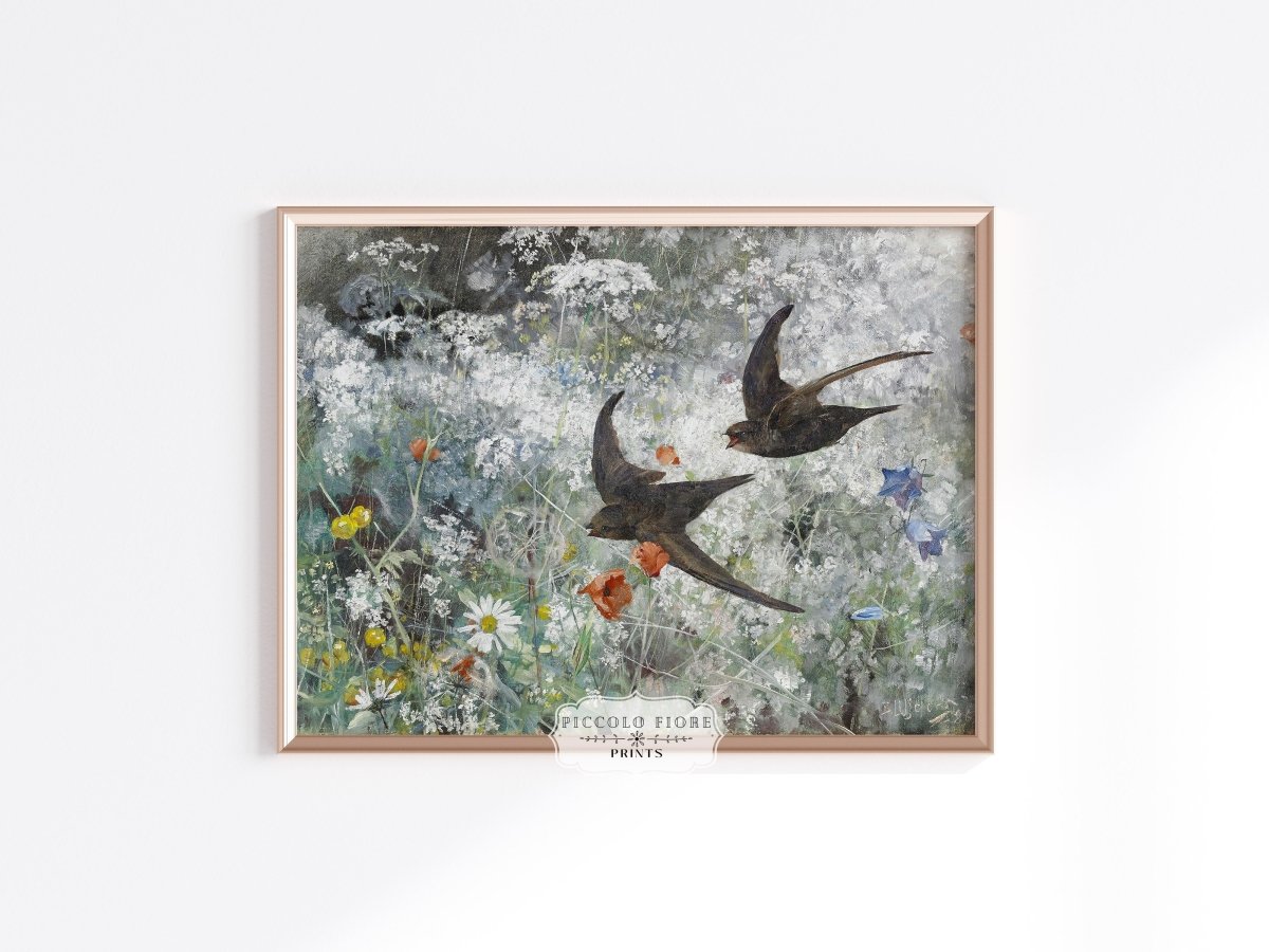 Common Swifts and Wildflowers | P442 - Single Art Prints - Piccolo Fiore Prints