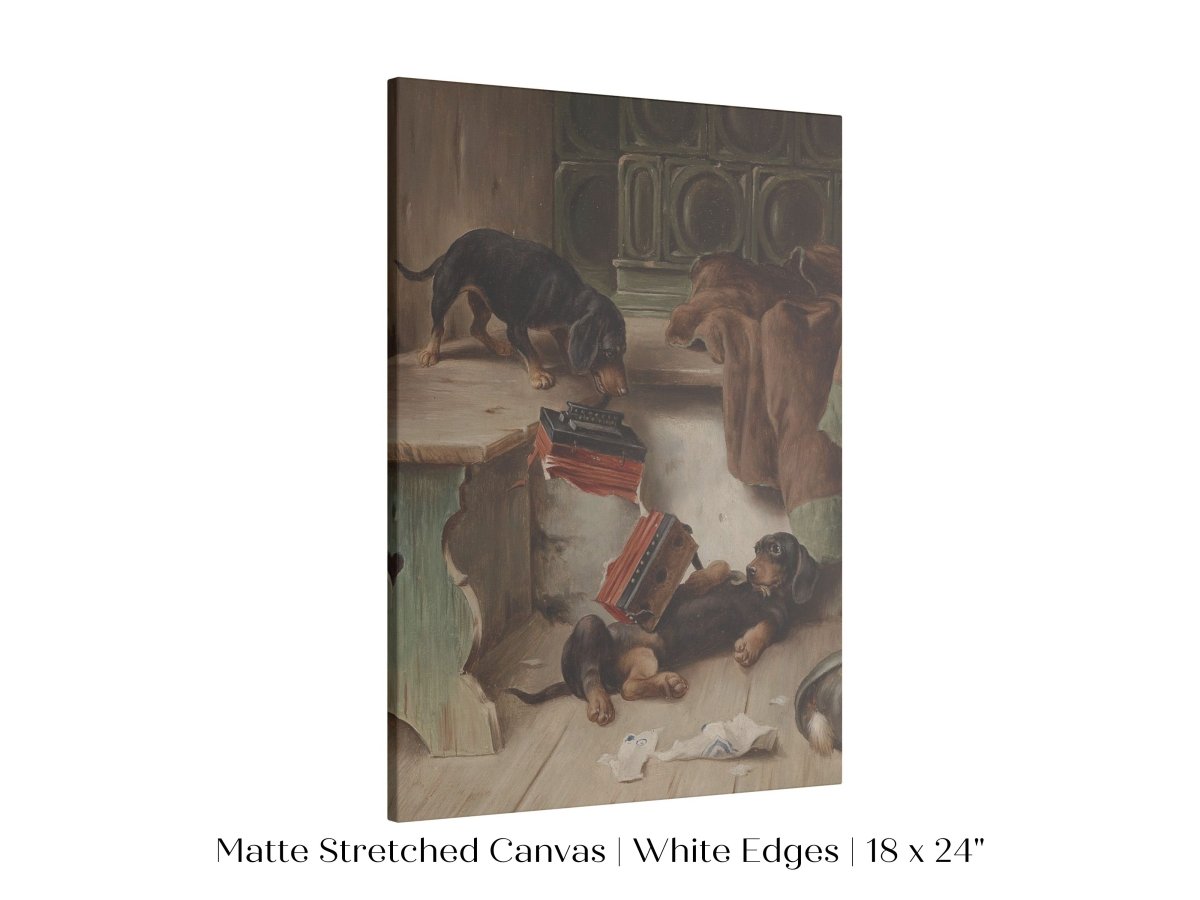 Dachshunds and Concertina | P414 - Single Art Prints - Piccolo Fiore Prints