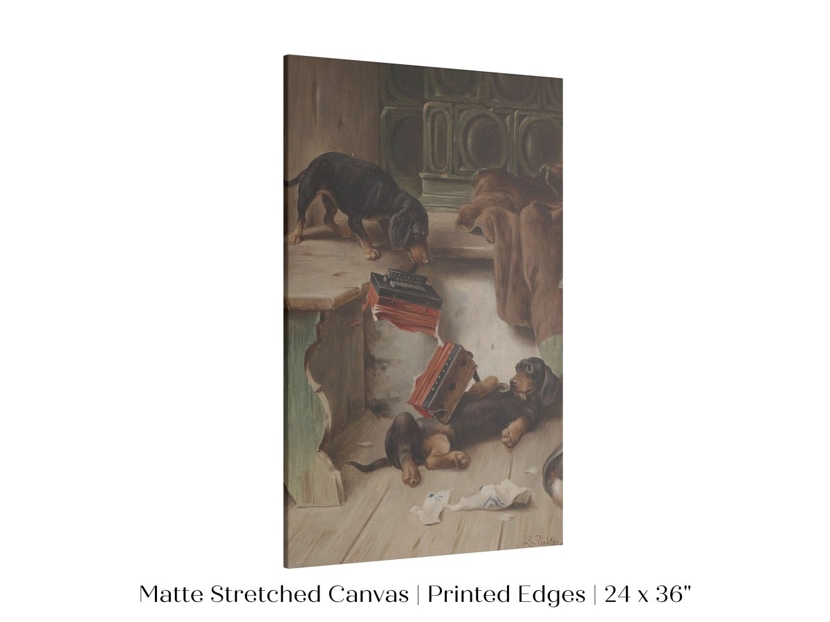 Dachshunds and Concertina | P414 - Single Art Prints - Piccolo Fiore Prints