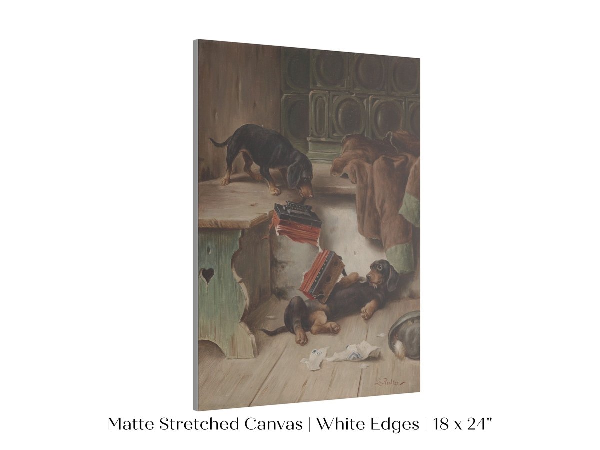 Dachshunds and Concertina | P414 - Single Art Prints - Piccolo Fiore Prints