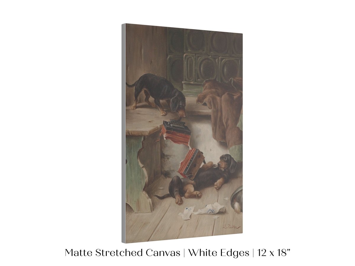 Dachshunds and Concertina | P414 - Single Art Prints - Piccolo Fiore Prints