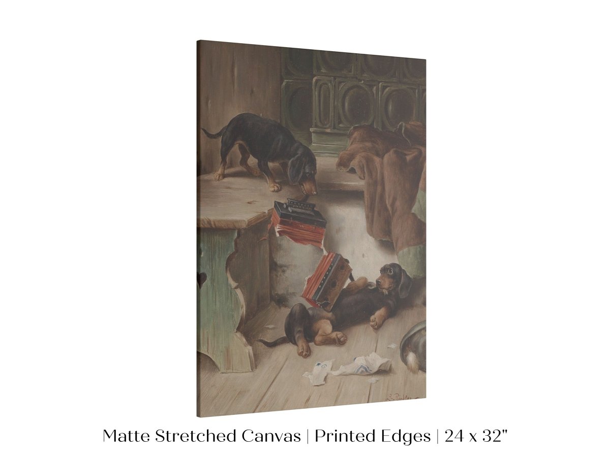 Dachshunds and Concertina | P414 - Single Art Prints - Piccolo Fiore Prints