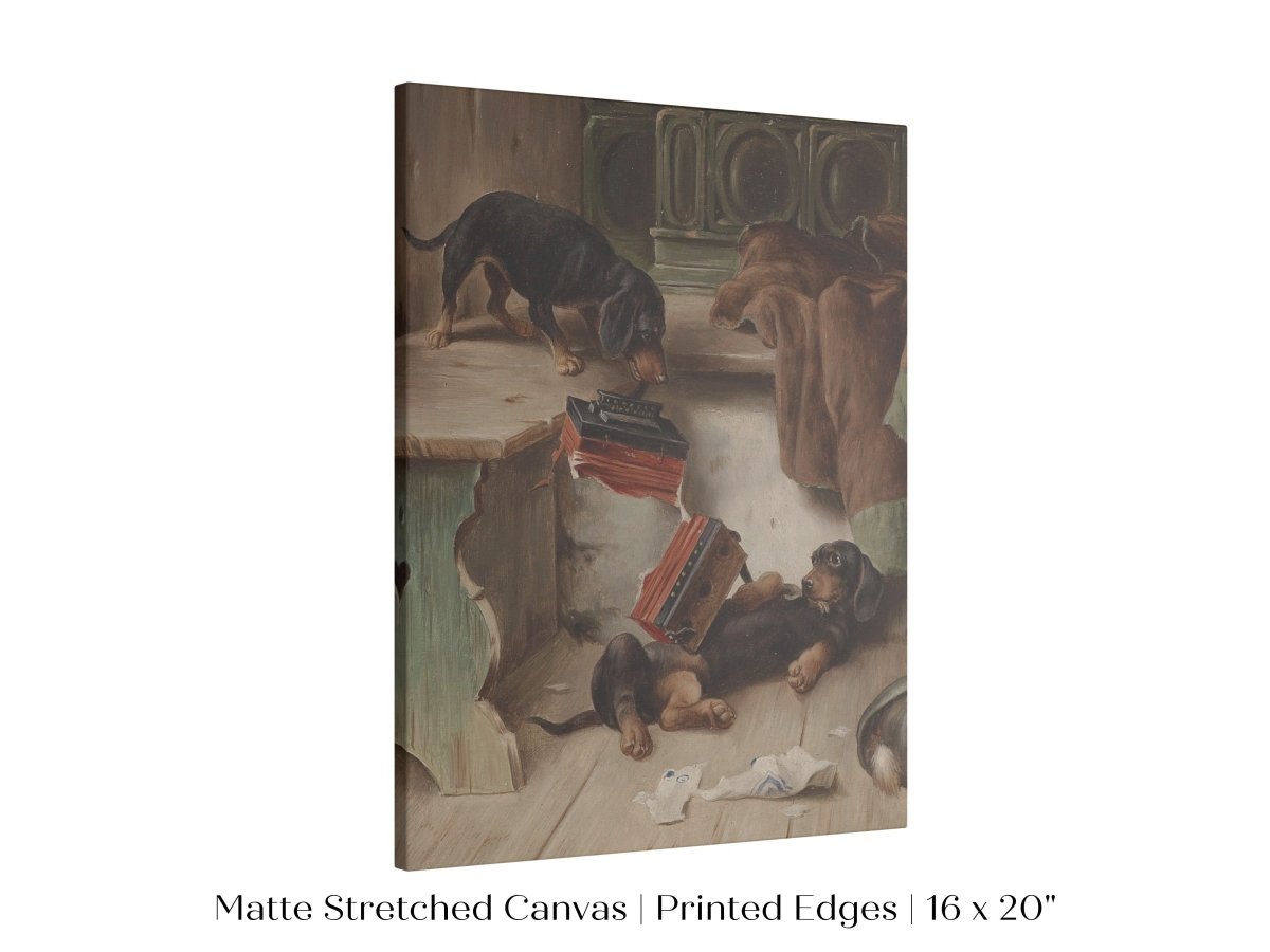 Dachshunds and Concertina | P414 - Single Art Prints - Piccolo Fiore Prints