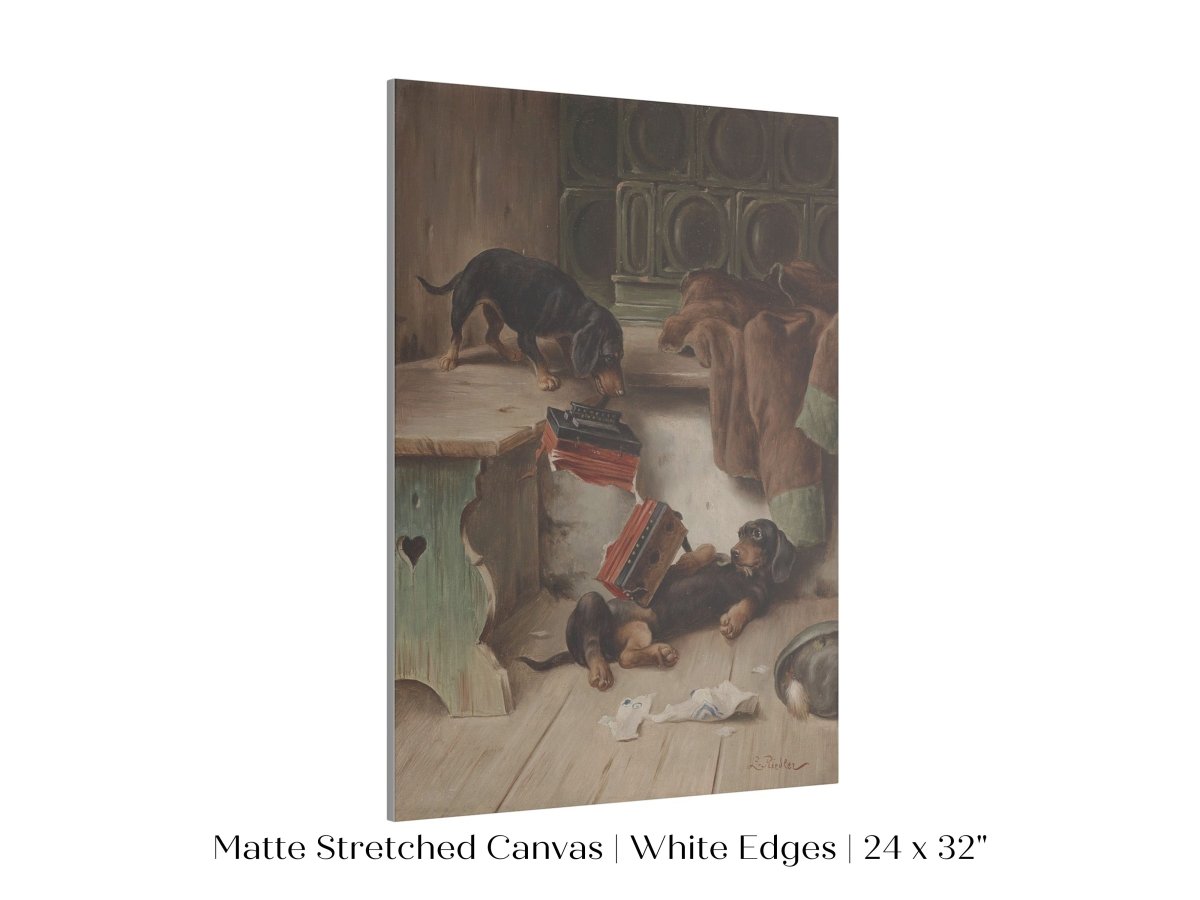 Dachshunds and Concertina | P414 - Single Art Prints - Piccolo Fiore Prints