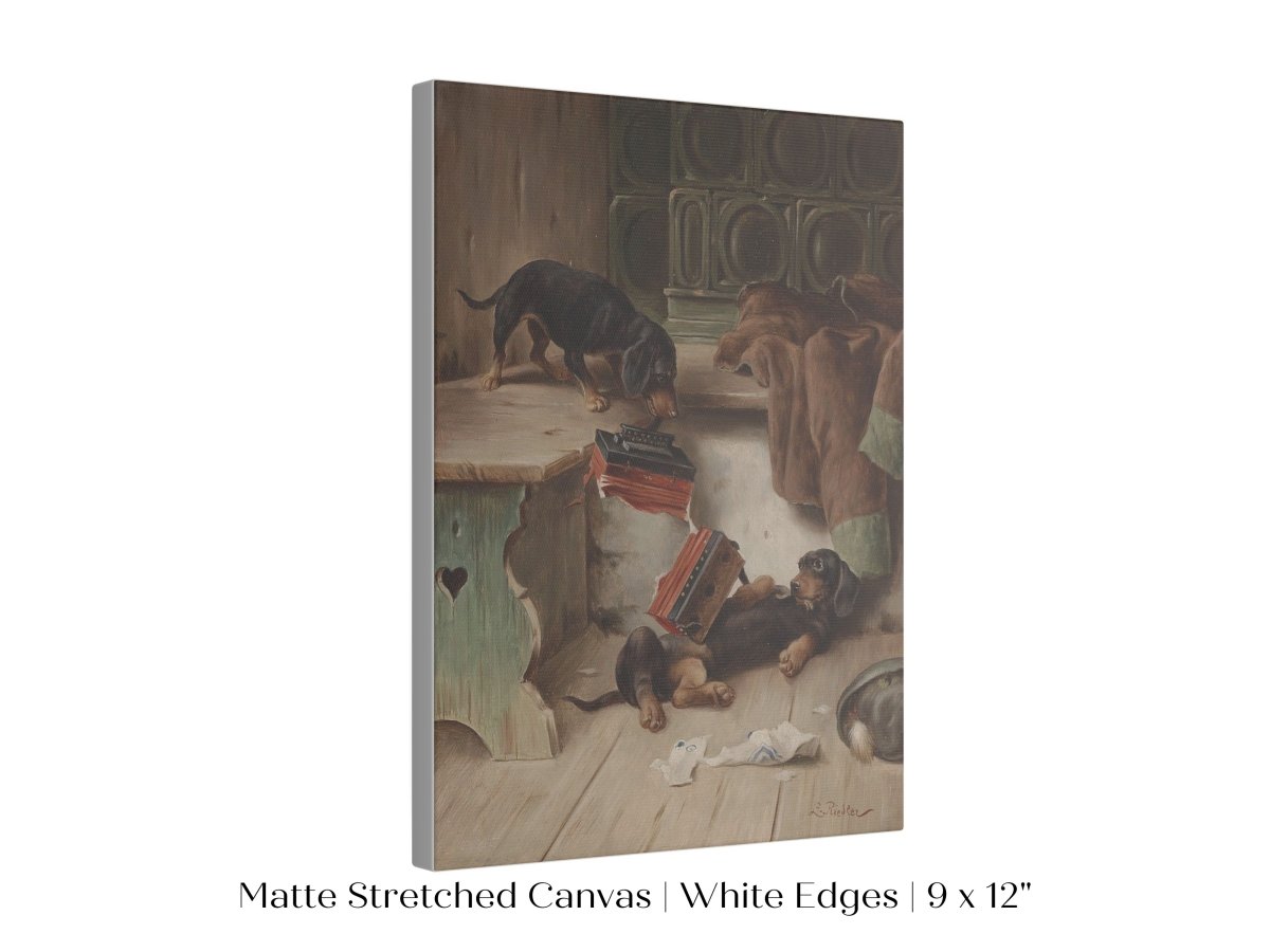 Dachshunds and Concertina | P414 - Single Art Prints - Piccolo Fiore Prints