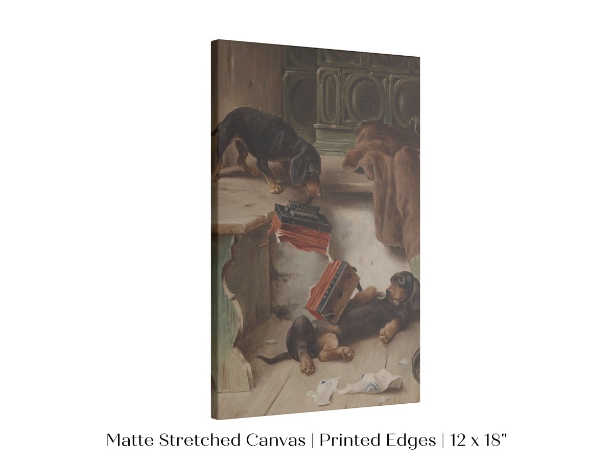 Dachshunds and Concertina | P414 - Single Art Prints - Piccolo Fiore Prints