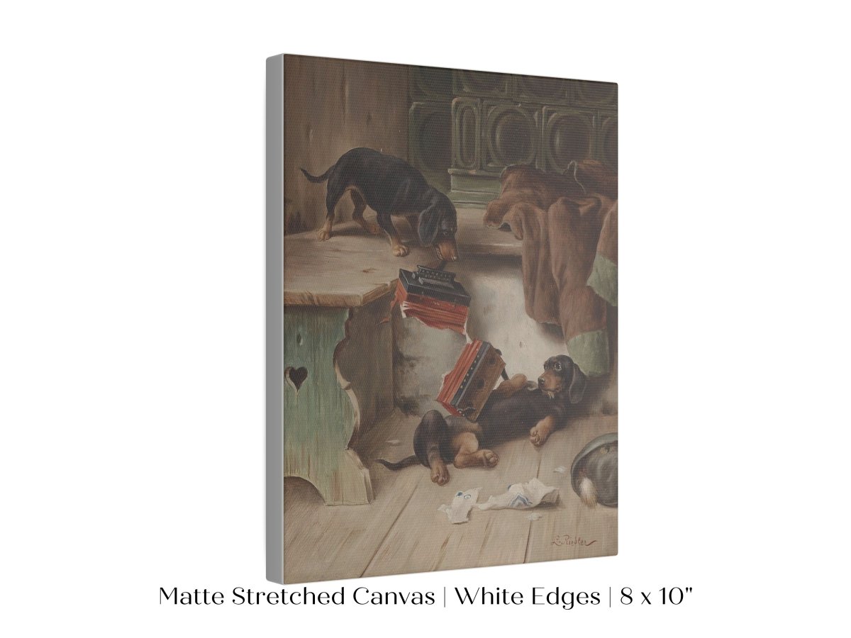 Dachshunds and Concertina | P414 - Single Art Prints - Piccolo Fiore Prints