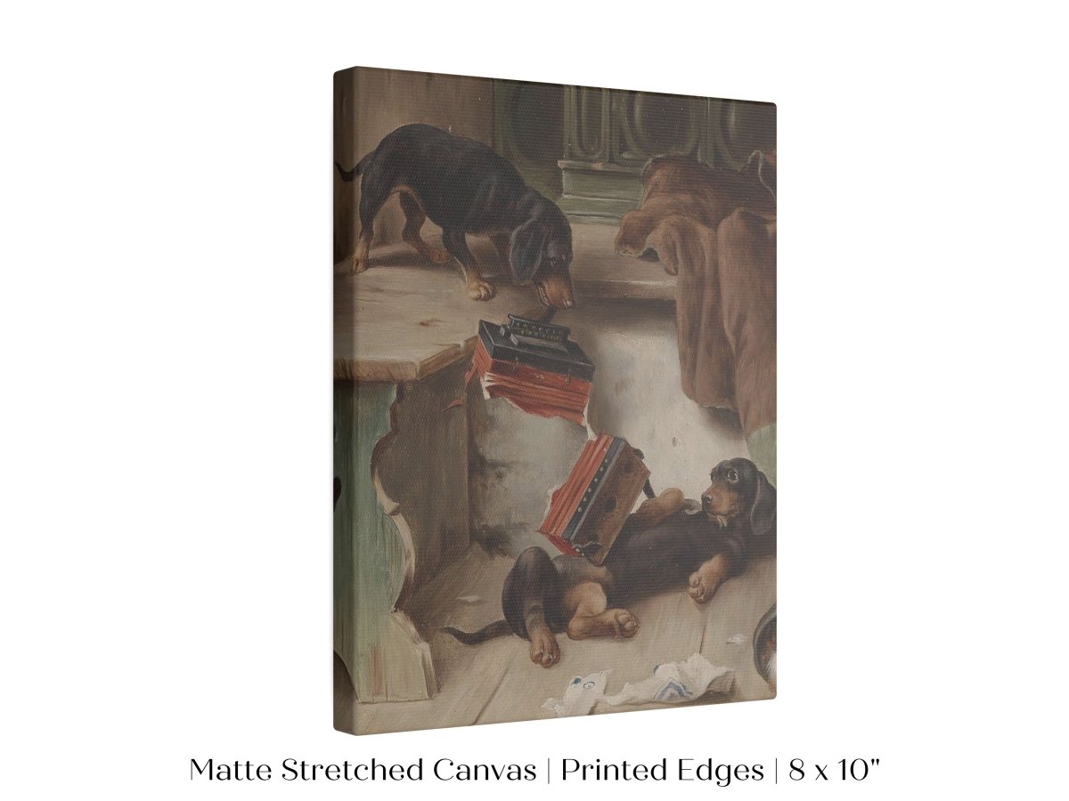 Dachshunds and Concertina | P414 - Single Art Prints - Piccolo Fiore Prints