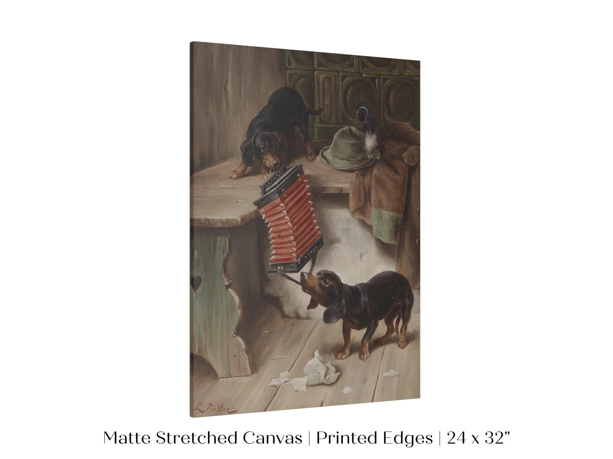 Dachshunds and Concertina | P415 - Single Art Prints - Piccolo Fiore Prints