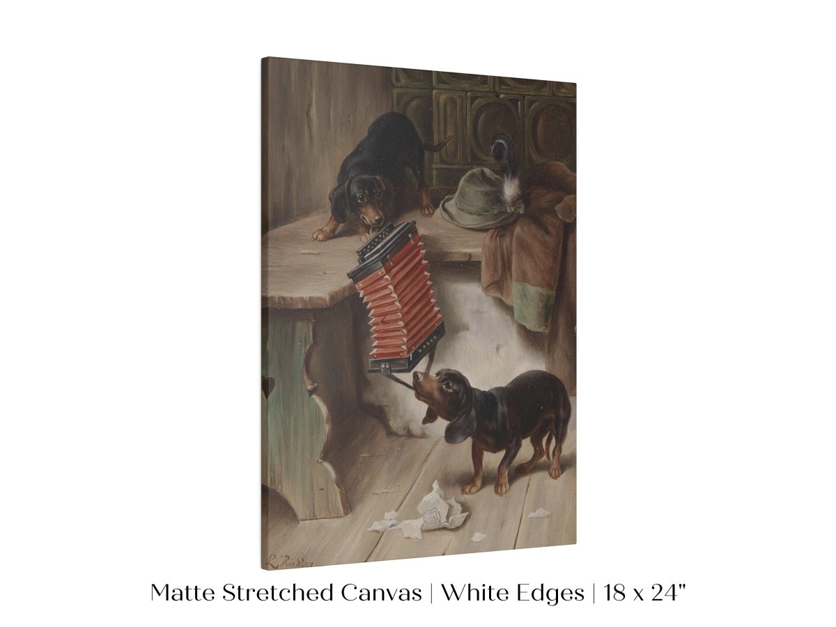 Dachshunds and Concertina | P415 - Single Art Prints - Piccolo Fiore Prints