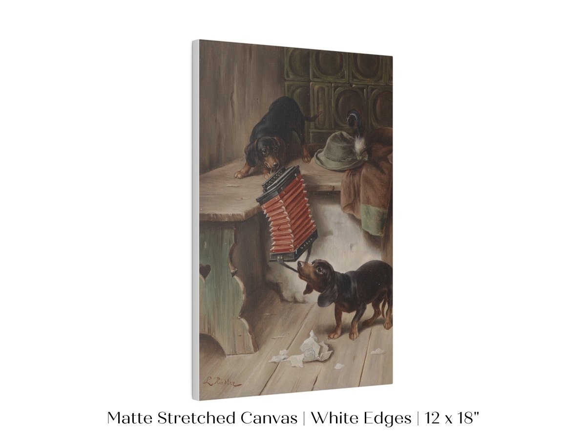 Dachshunds and Concertina | P415 - Single Art Prints - Piccolo Fiore Prints