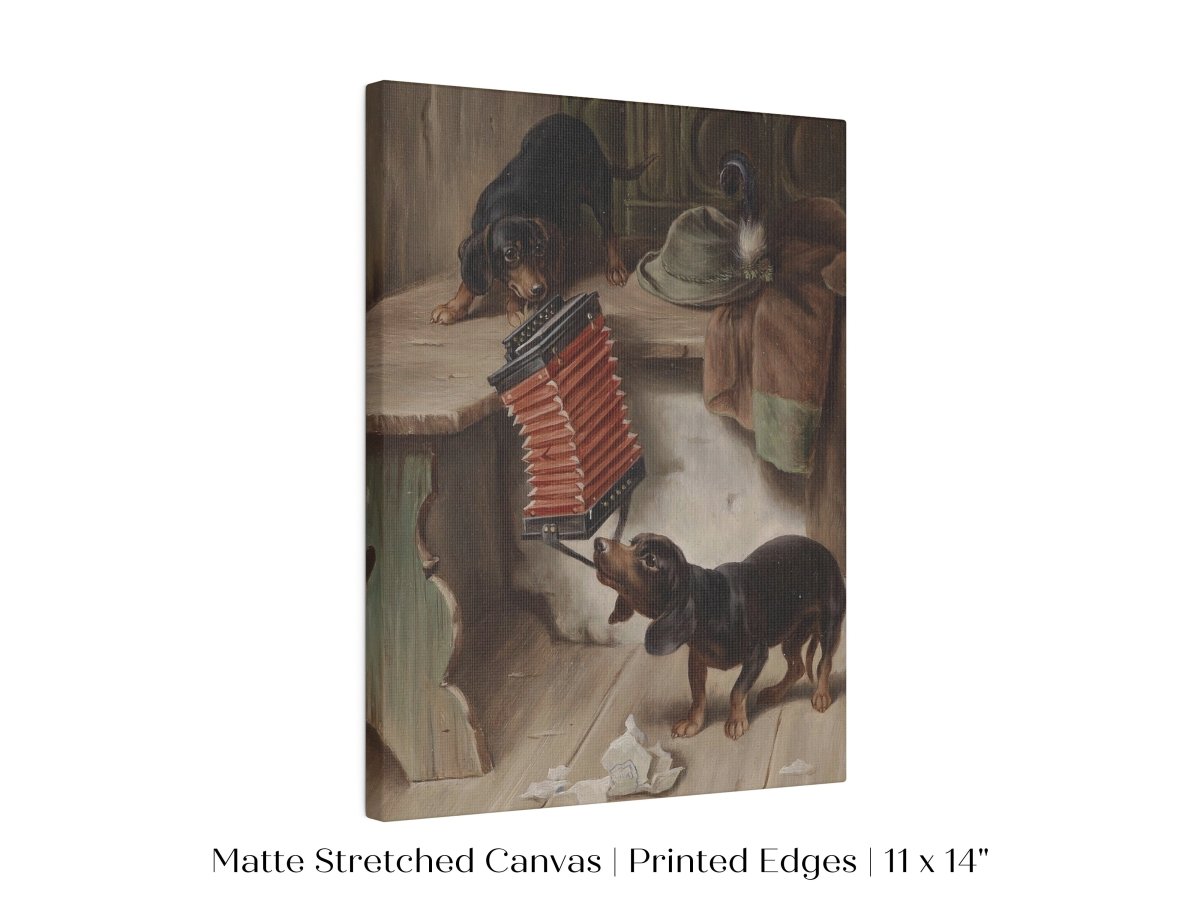 Dachshunds and Concertina | P415 - Single Art Prints - Piccolo Fiore Prints