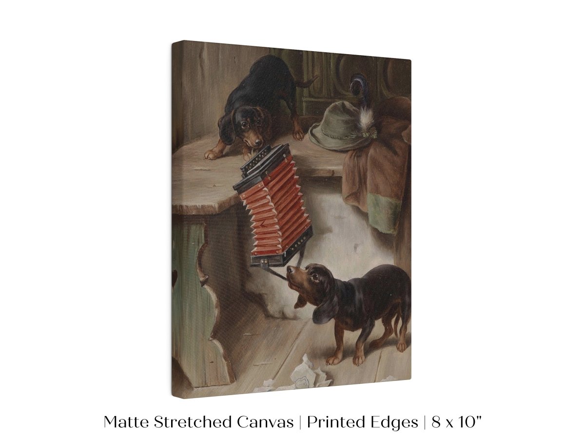 Dachshunds and Concertina | P415 - Single Art Prints - Piccolo Fiore Prints