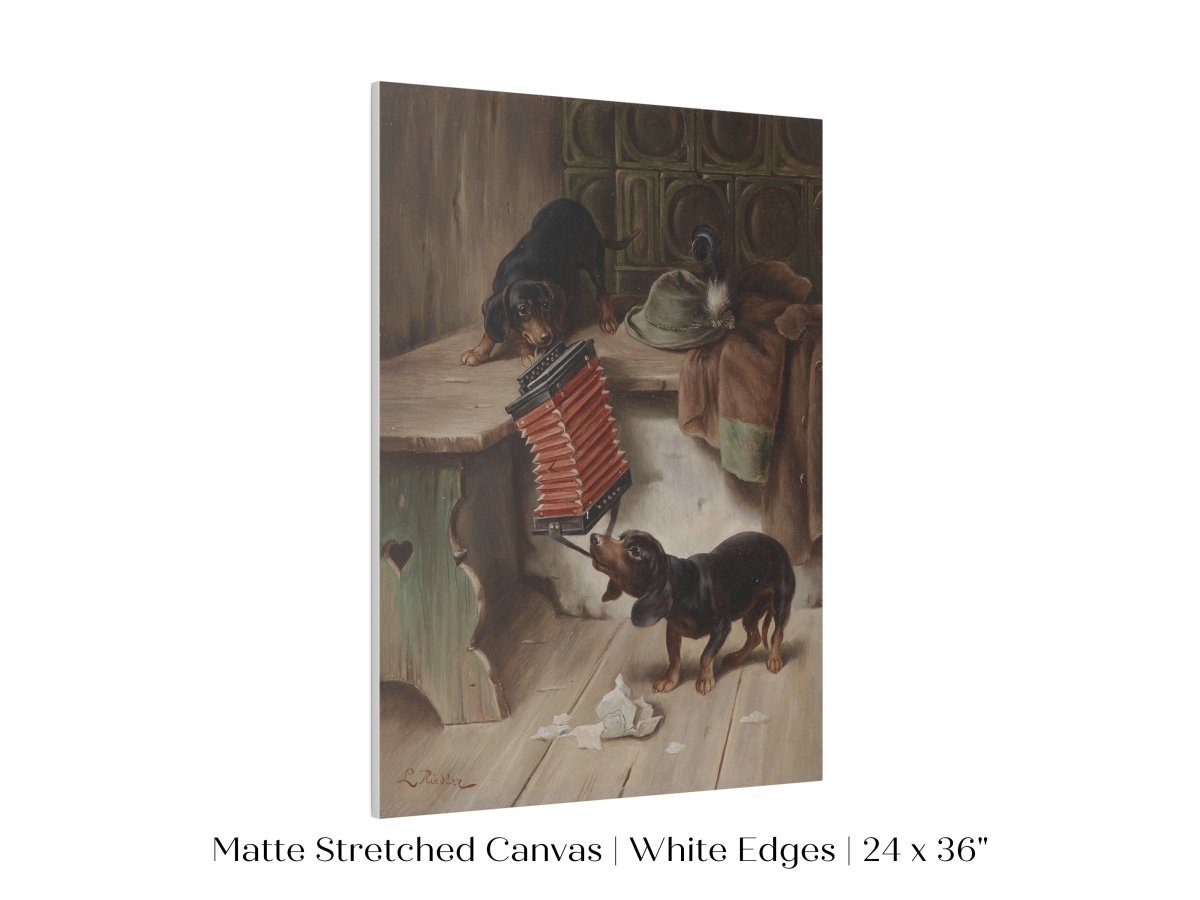 Dachshunds and Concertina | P415 - Single Art Prints - Piccolo Fiore Prints