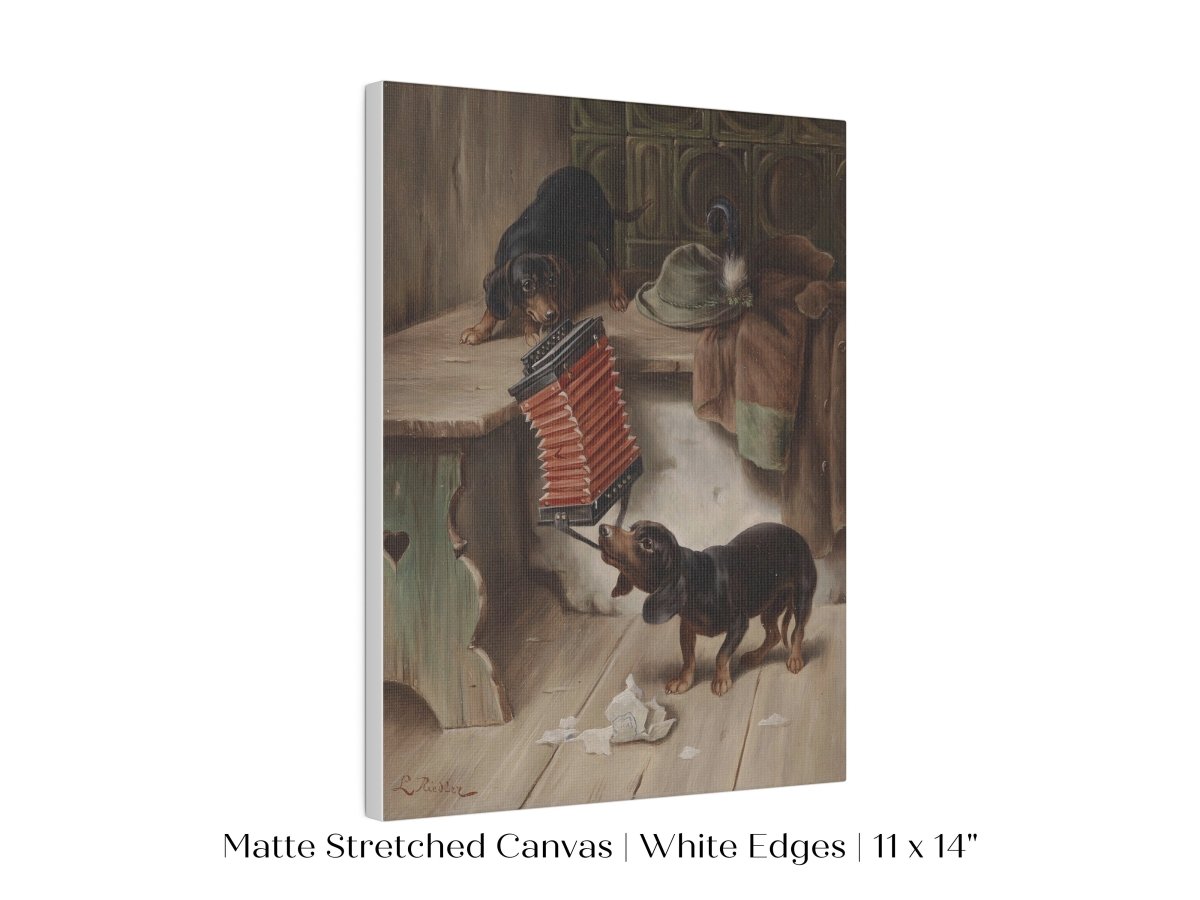 Dachshunds and Concertina | P415 - Single Art Prints - Piccolo Fiore Prints