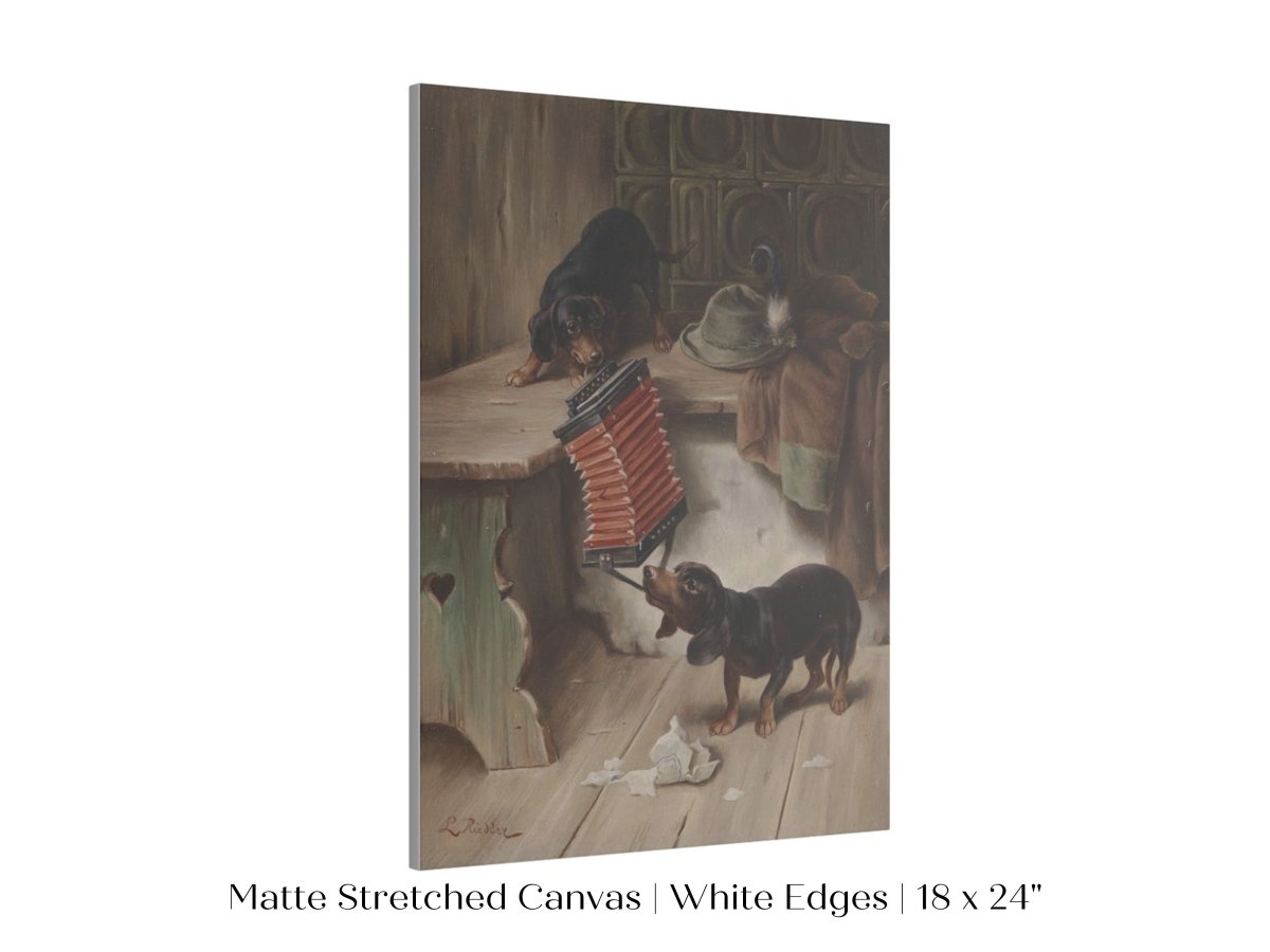 Dachshunds and Concertina | P415 - Single Art Prints - Piccolo Fiore Prints
