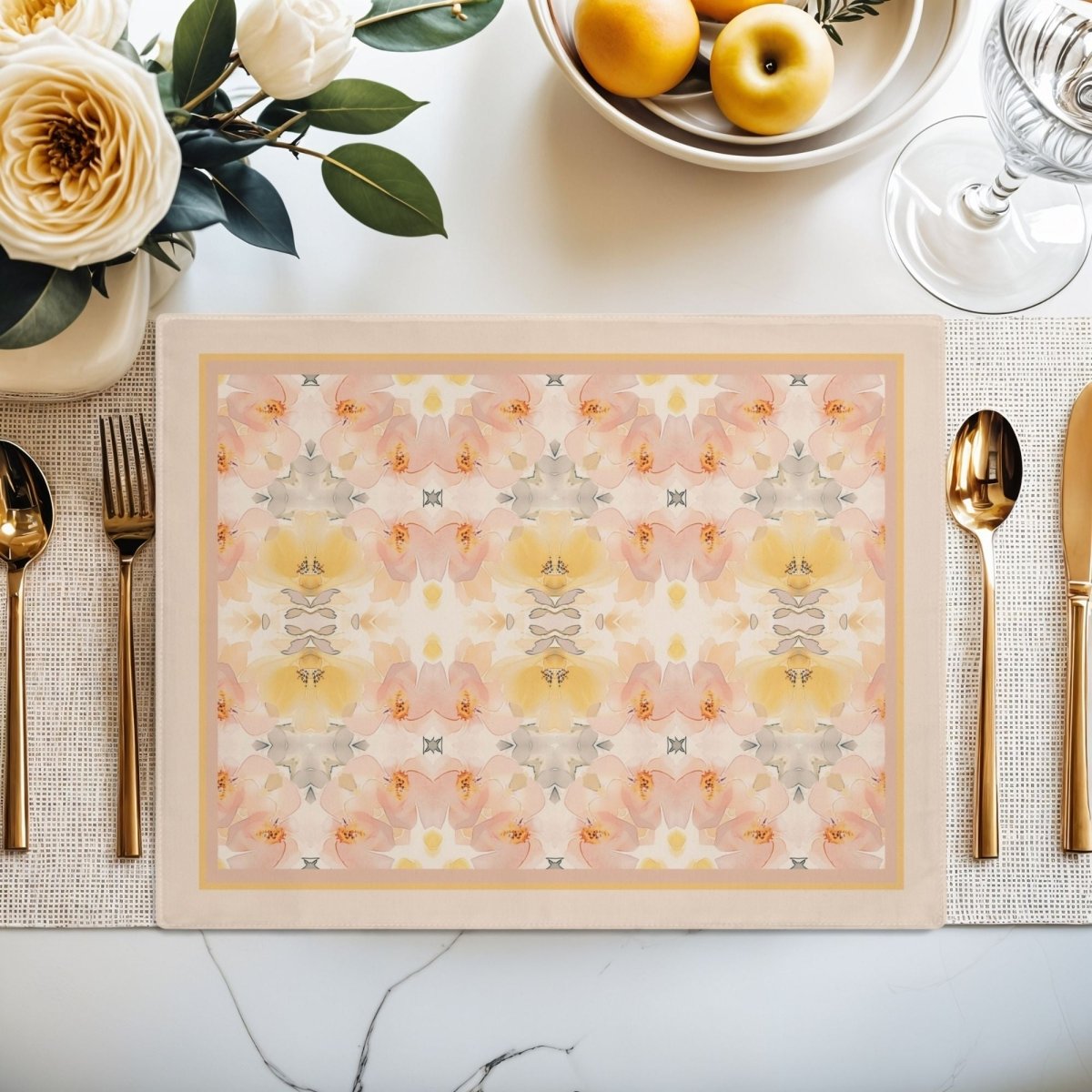 Daisy Bloom Border | Placemat - Cotton Twill Placemat - Piccolo Fiore Prints