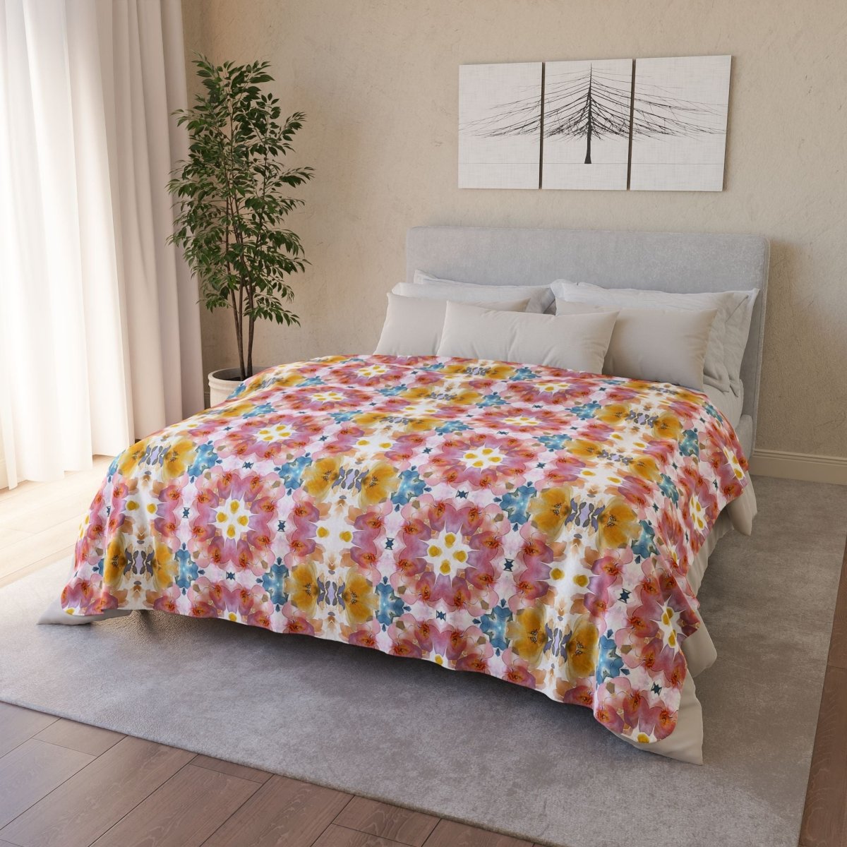 Daisy Bloom | Fleece Sherpa Blanket - Sherpa Fleece Blanket - Piccolo Fiore Prints