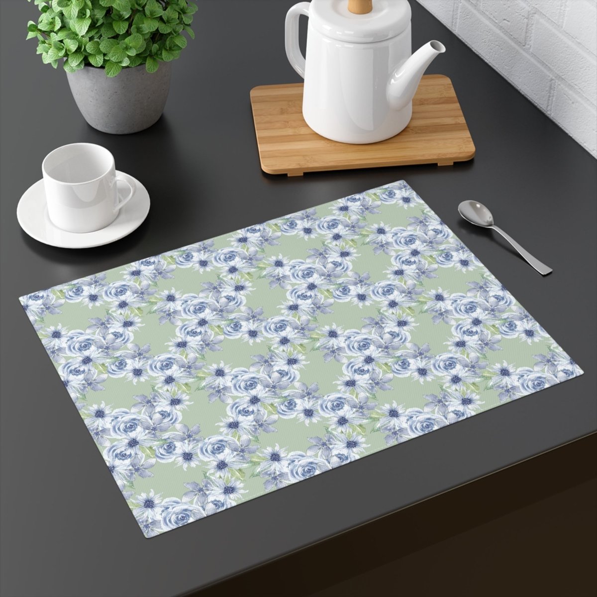 Diamond Bouquet in Green | Placemat - Cotton Twill Placemat - Piccolo Fiore Prints