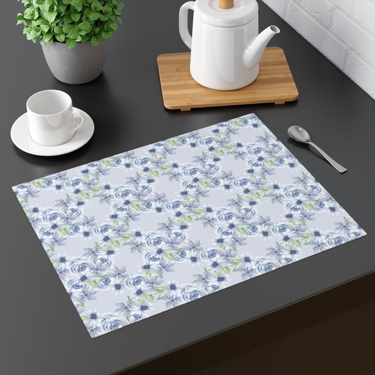 Diamond Bouquet in Light Blue | Placemat - Cotton Twill Placemat - Piccolo Fiore Prints