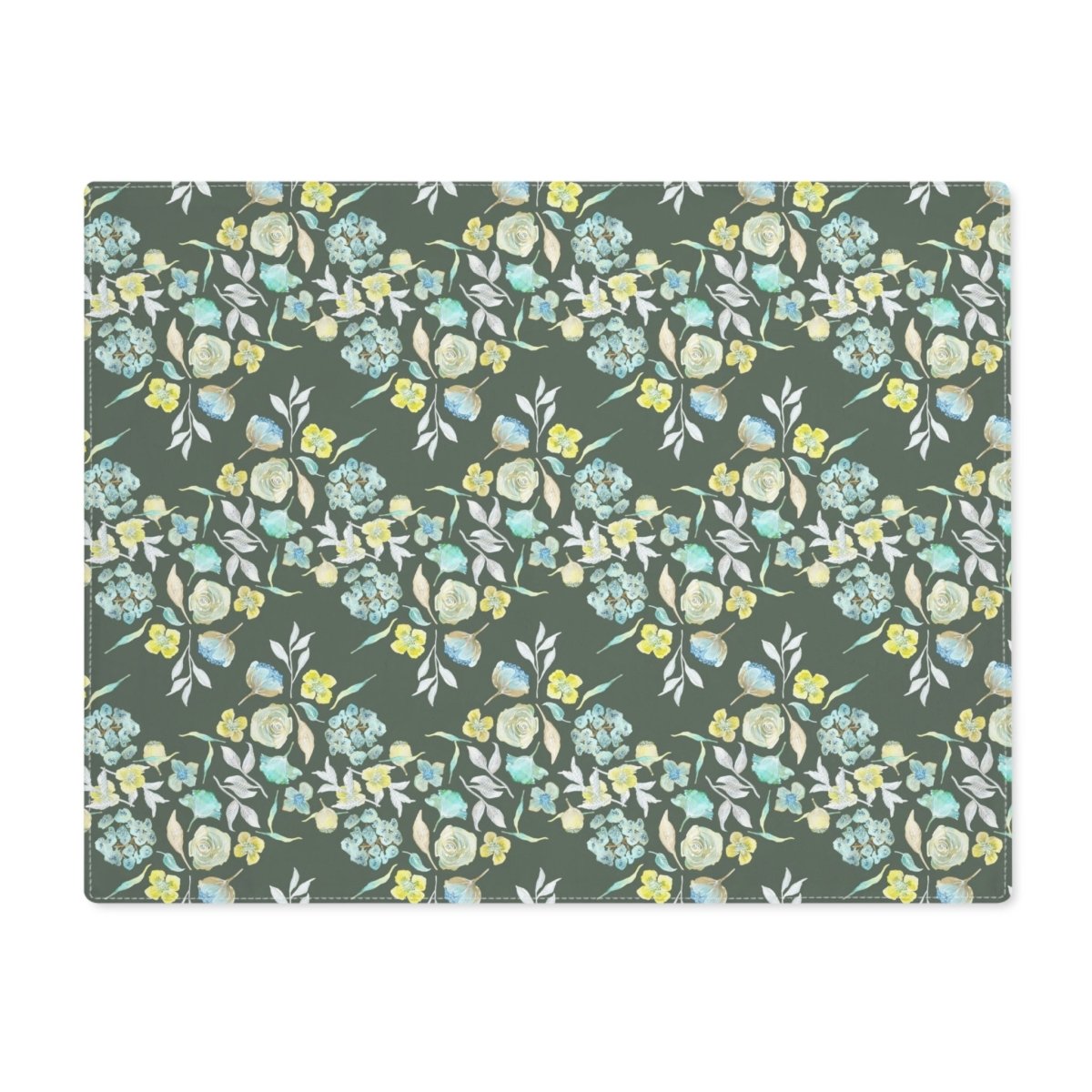 Ditsy Floral Zig - Zag in Dark Khaki | Placemat - Cotton Twill Placemat - Piccolo Fiore Prints