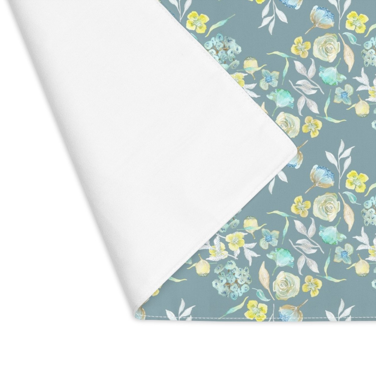 Ditsy Floral Zig - Zag in Duck Egg Blue | Placemat - Cotton Twill Placemat - Piccolo Fiore Prints