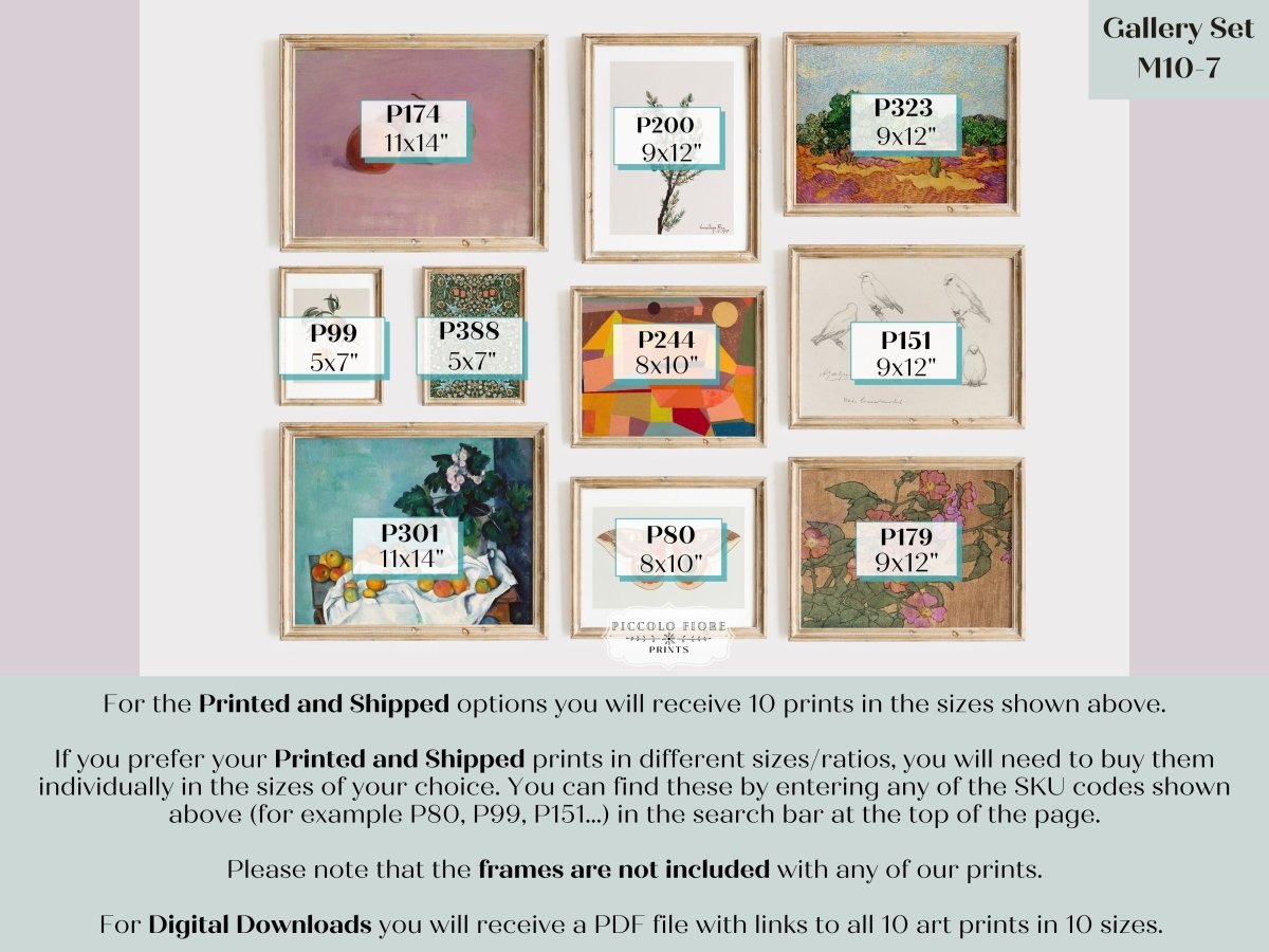 Duck Egg Blue, Terracotta and Fuchsia Pink | Gallery Wall Set | 10 Prints | M10 - 7 - Gallery Wall Set - Piccolo Fiore Prints