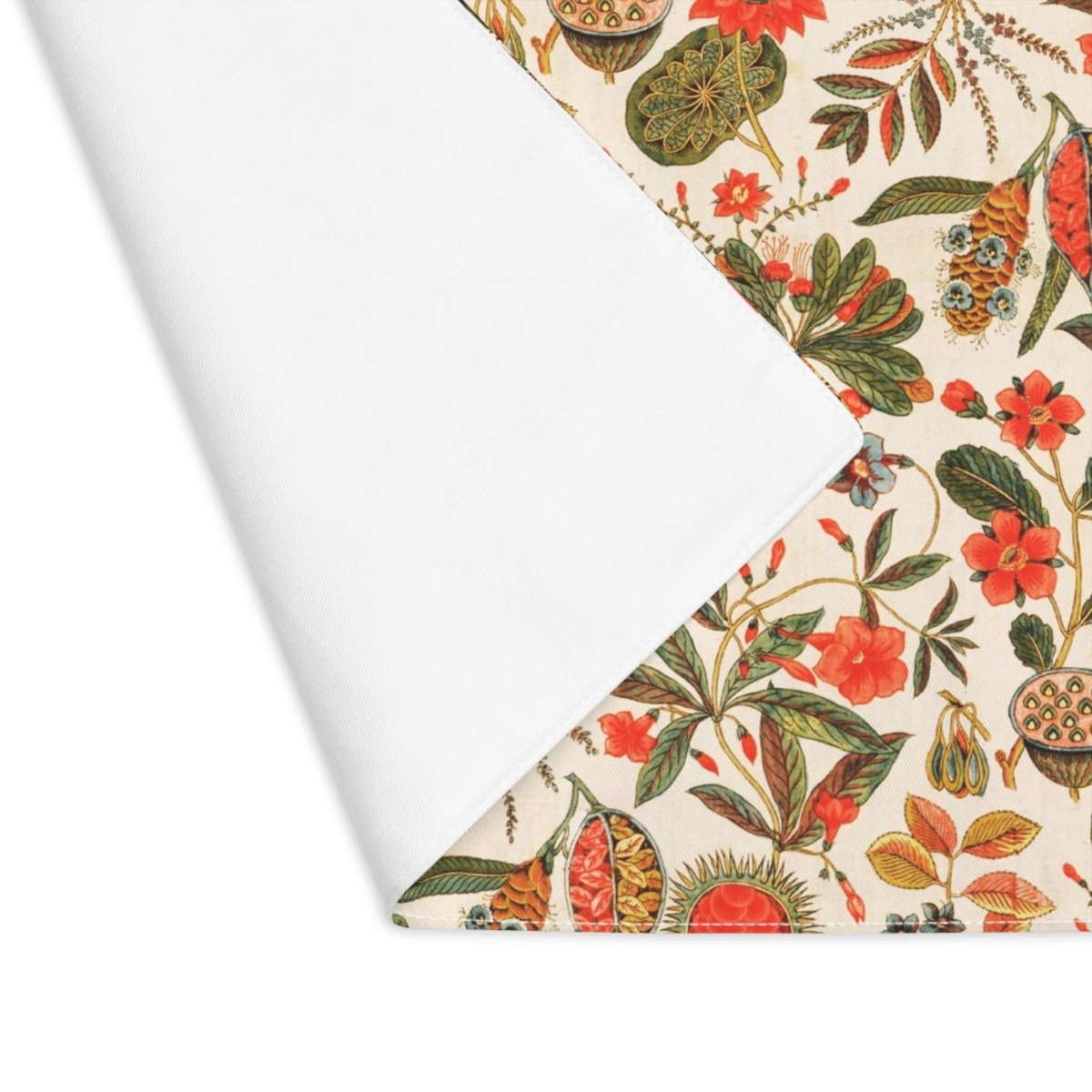 Flora in Bright Orange and Khaki | Placemat - Cotton Twill Placemat - Piccolo Fiore Prints