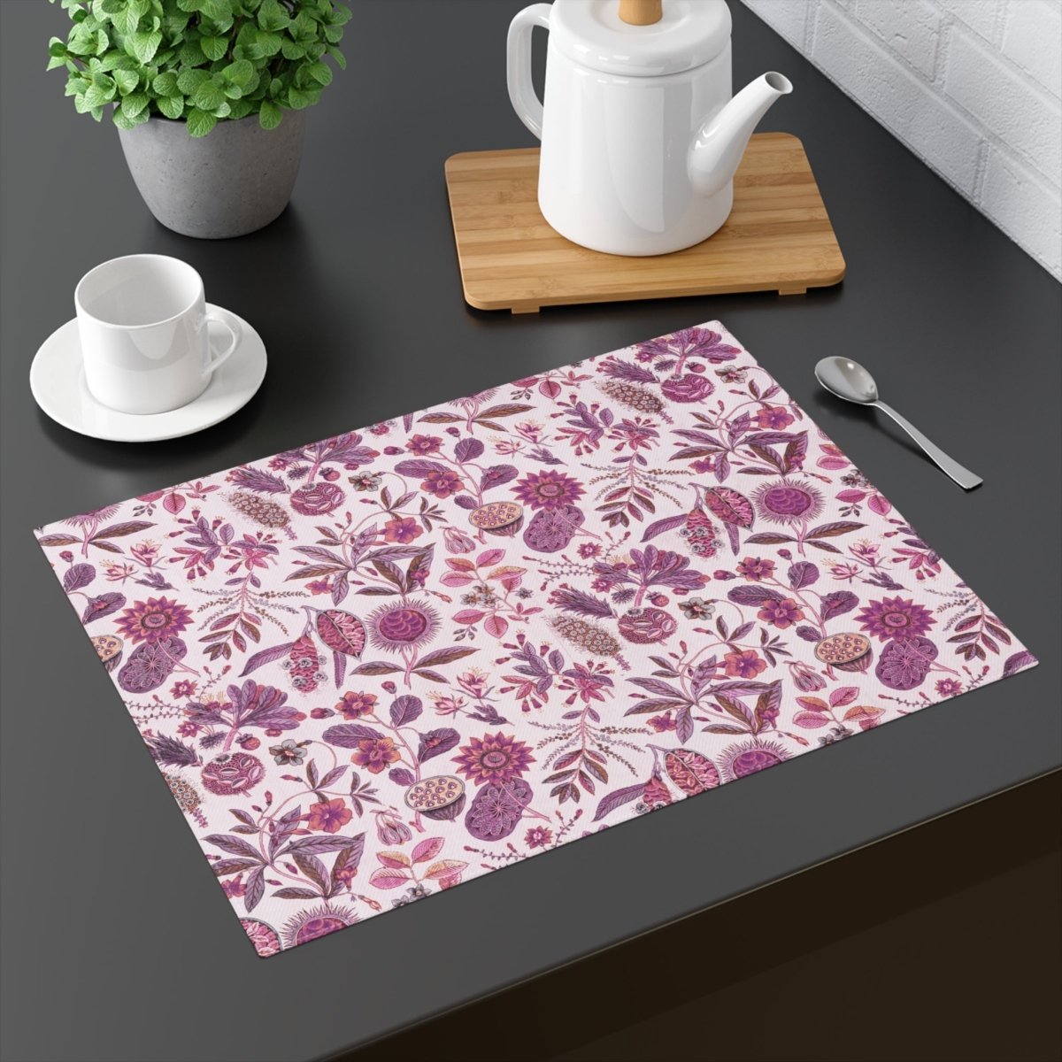 Flora in Pink and Purple | Placemat - Cotton Twill Placemat - Piccolo Fiore Prints