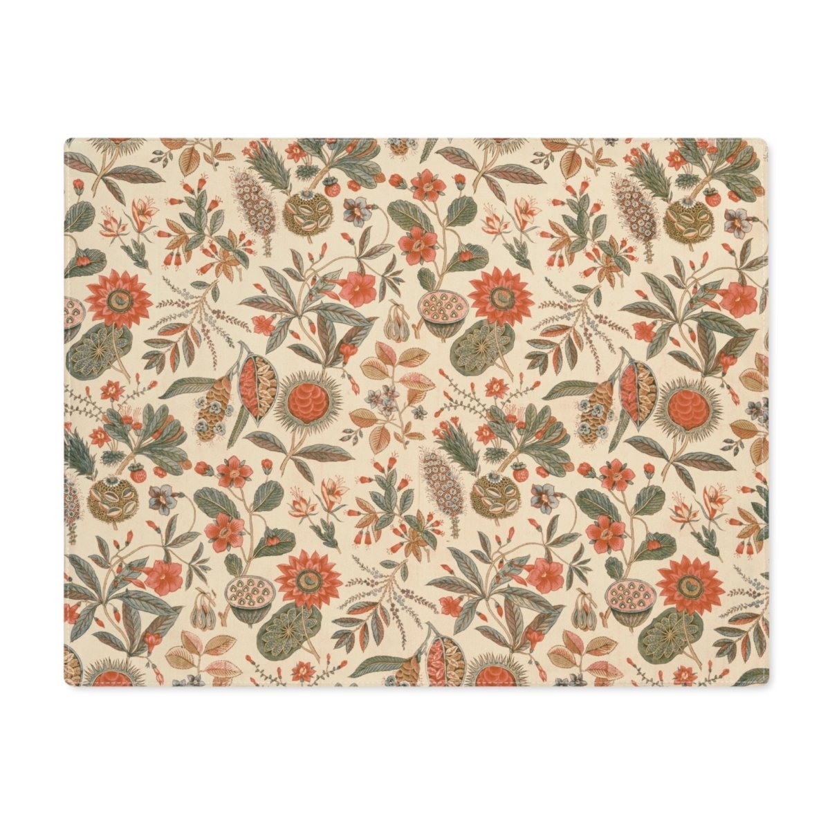 Flora in Sage Green and Rust | Placemat - Cotton Twill Placemat - Piccolo Fiore Prints