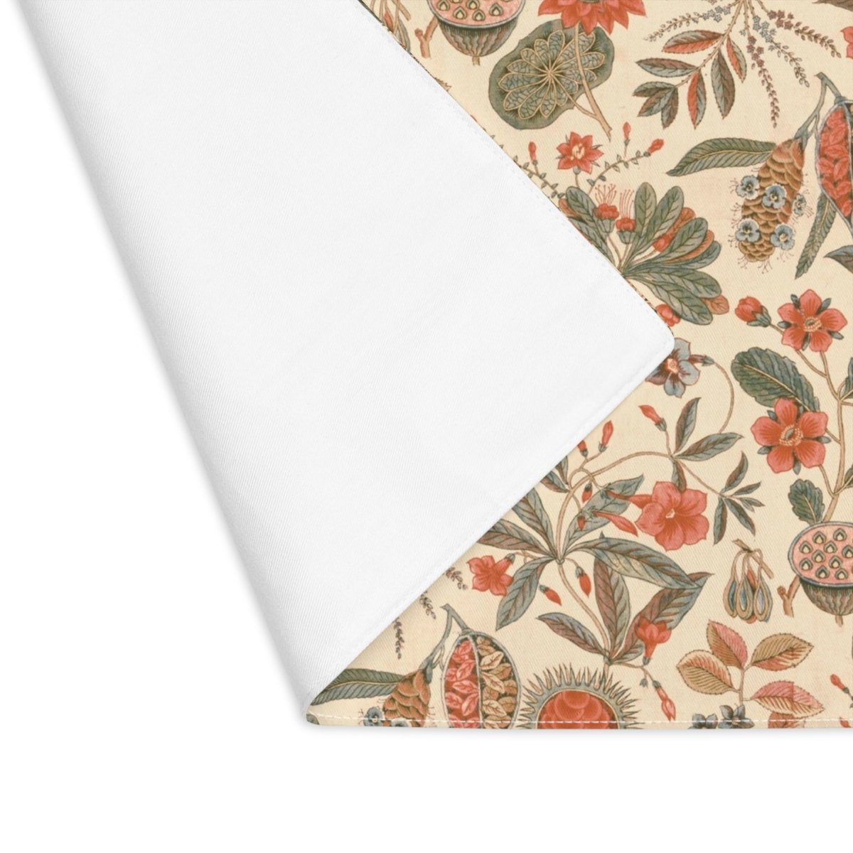 Flora in Sage Green and Rust | Placemat - Cotton Twill Placemat - Piccolo Fiore Prints