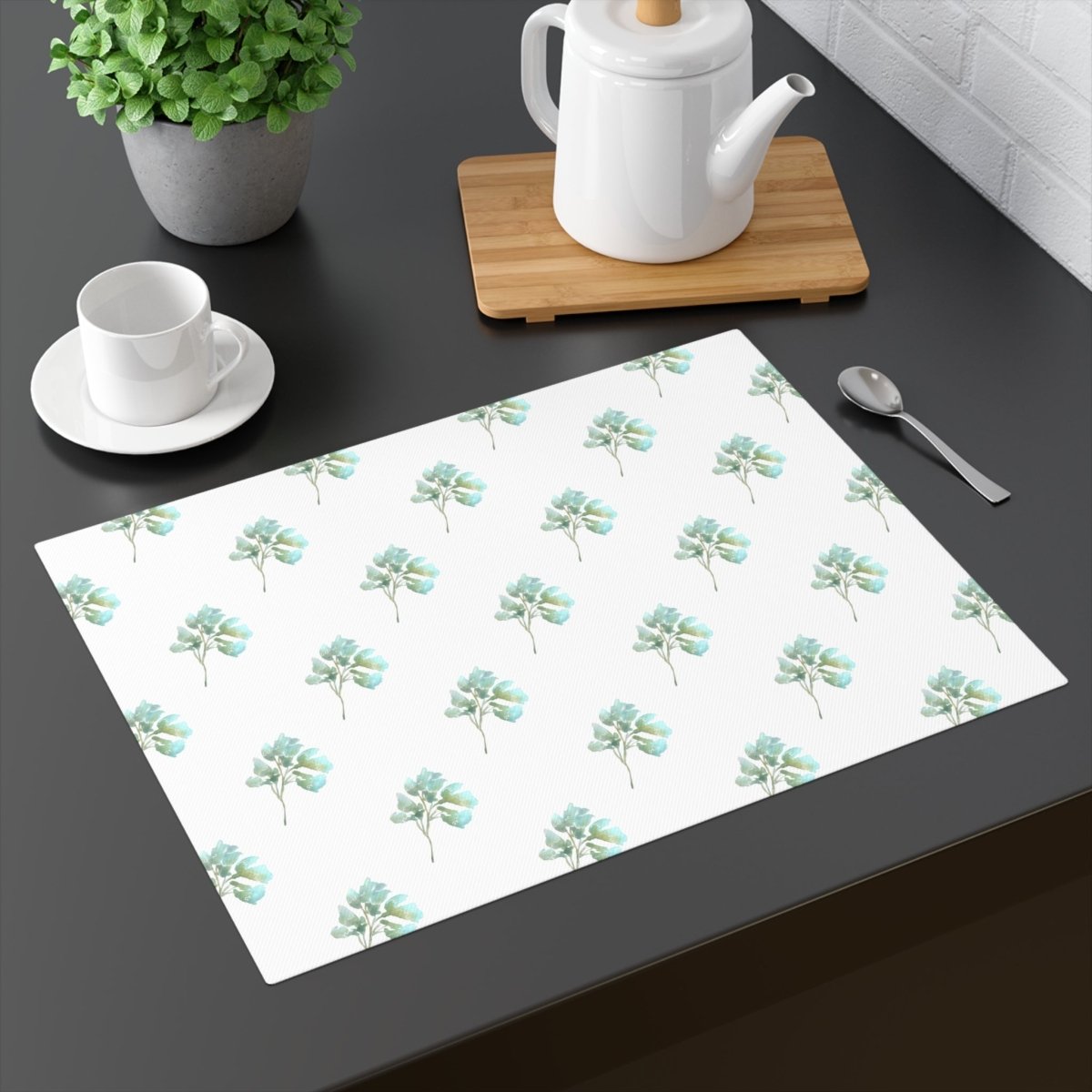 Flower Head in White | Placemat - Cotton Twill Placemat - Piccolo Fiore Prints