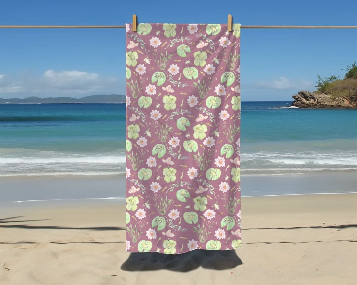 Frog Pond Evolution in Dusky Pink | Beach Towel - Beach Towel - Piccolo Fiore Prints