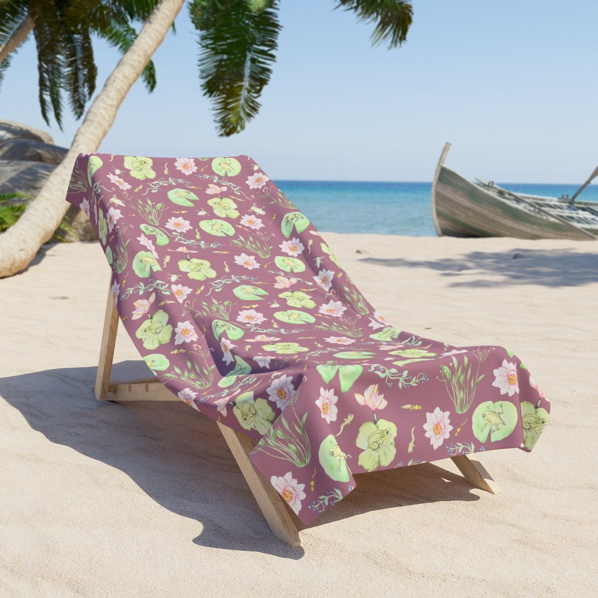 Frog Pond Evolution in Dusky Pink | Beach Towel - Beach Towel - Piccolo Fiore Prints