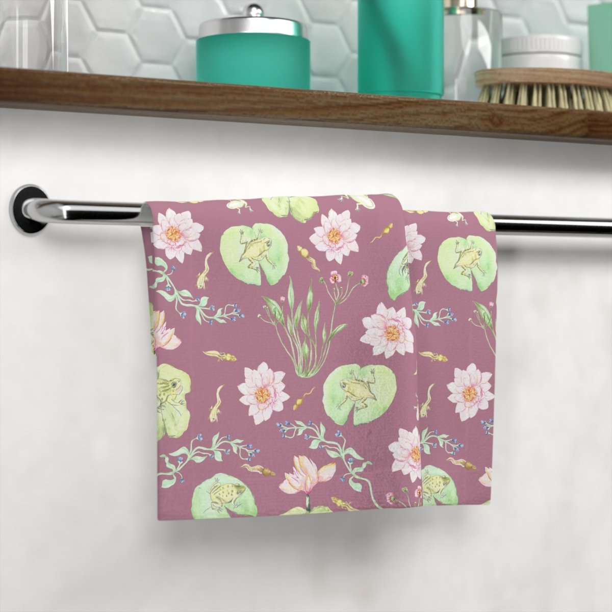 Frog Pond Evolution in Dusky Pink | Face Towel - Face Towel - Piccolo Fiore Prints