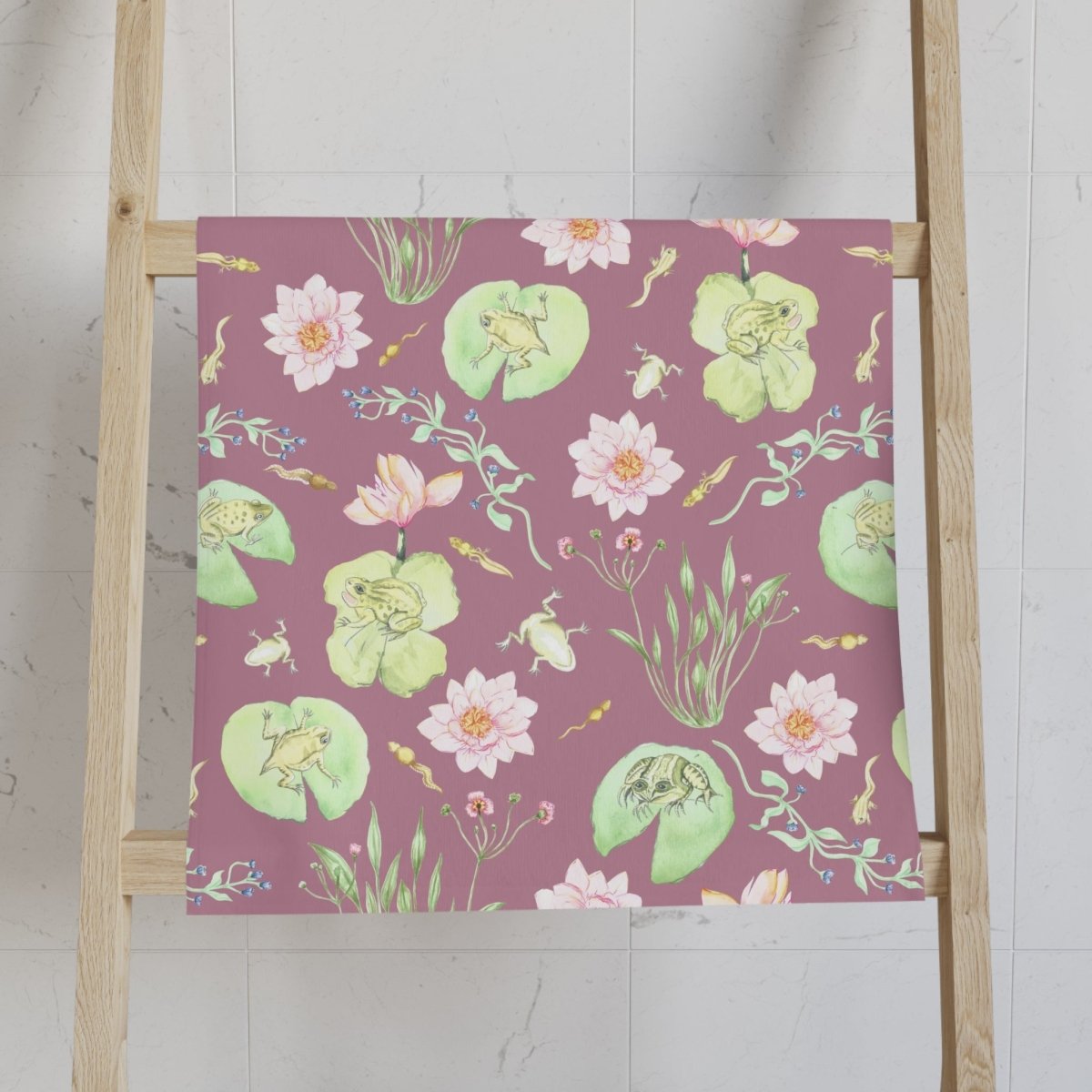 Frog Pond Evolution in Dusky Pink | Hand Towel - Hand Towel - Piccolo Fiore Prints
