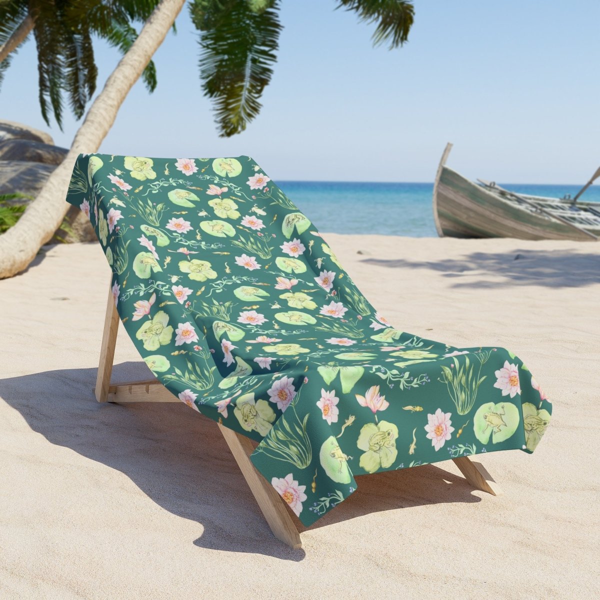 Frog Pond Evolution in Green | Beach Towel - Beach Towel - Piccolo Fiore Prints