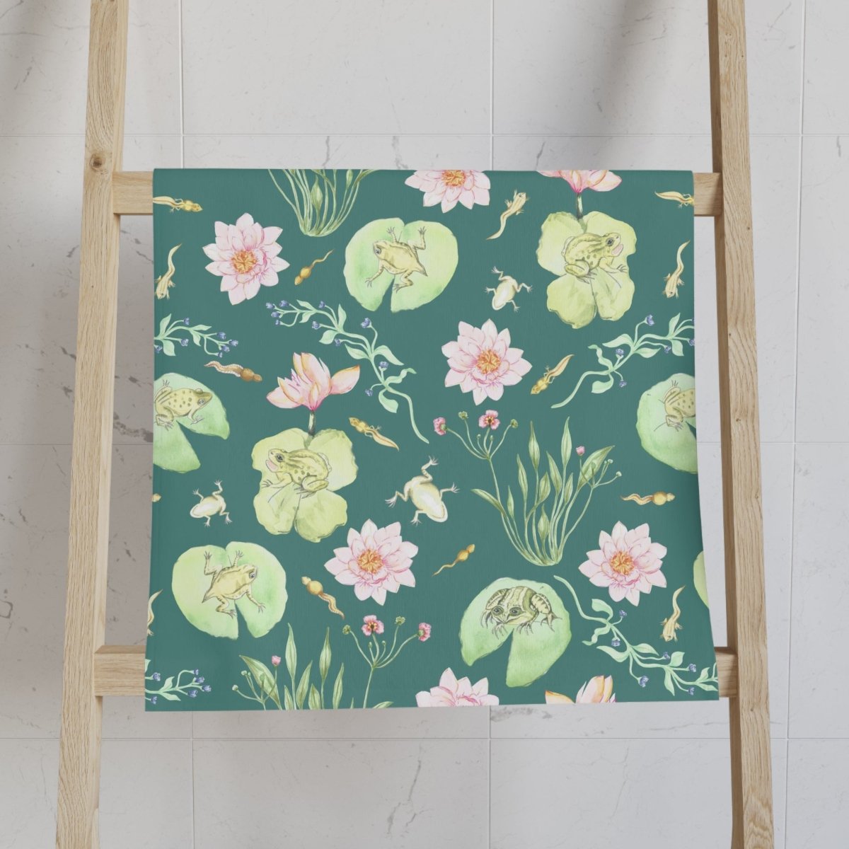 Frog Pond Evolution in Green | Hand Towel - Hand Towel - Piccolo Fiore Prints