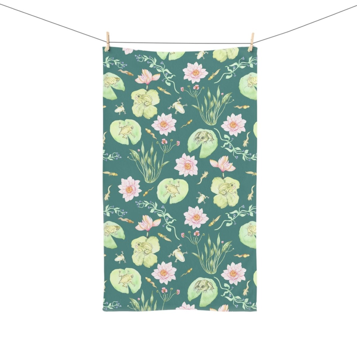 Frog Pond Evolution in Green | Hand Towel - Hand Towel - Piccolo Fiore Prints